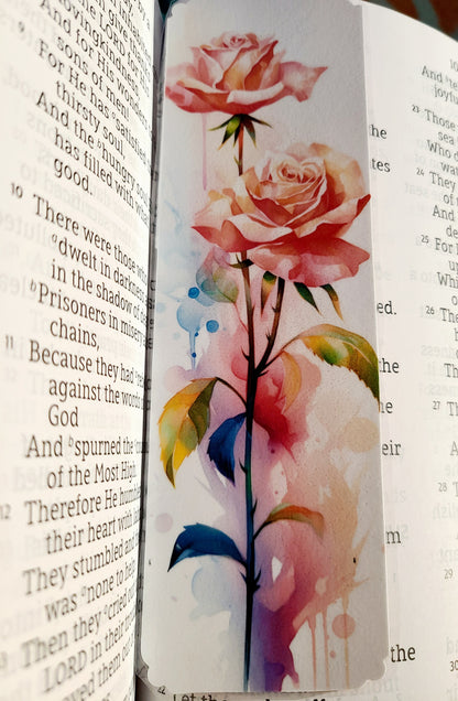 Watercolor Rose Bookmark Bundle