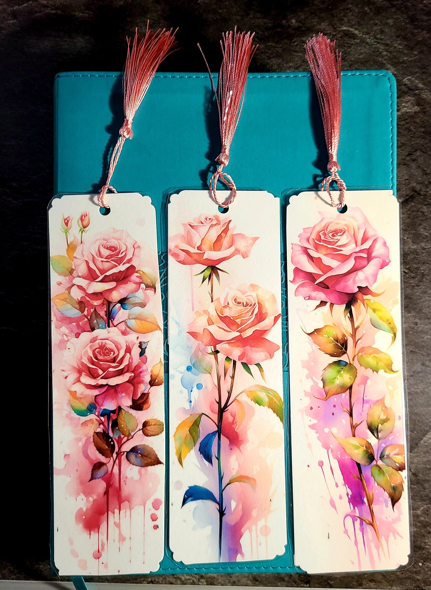 Watercolor Rose Bookmark Bundle