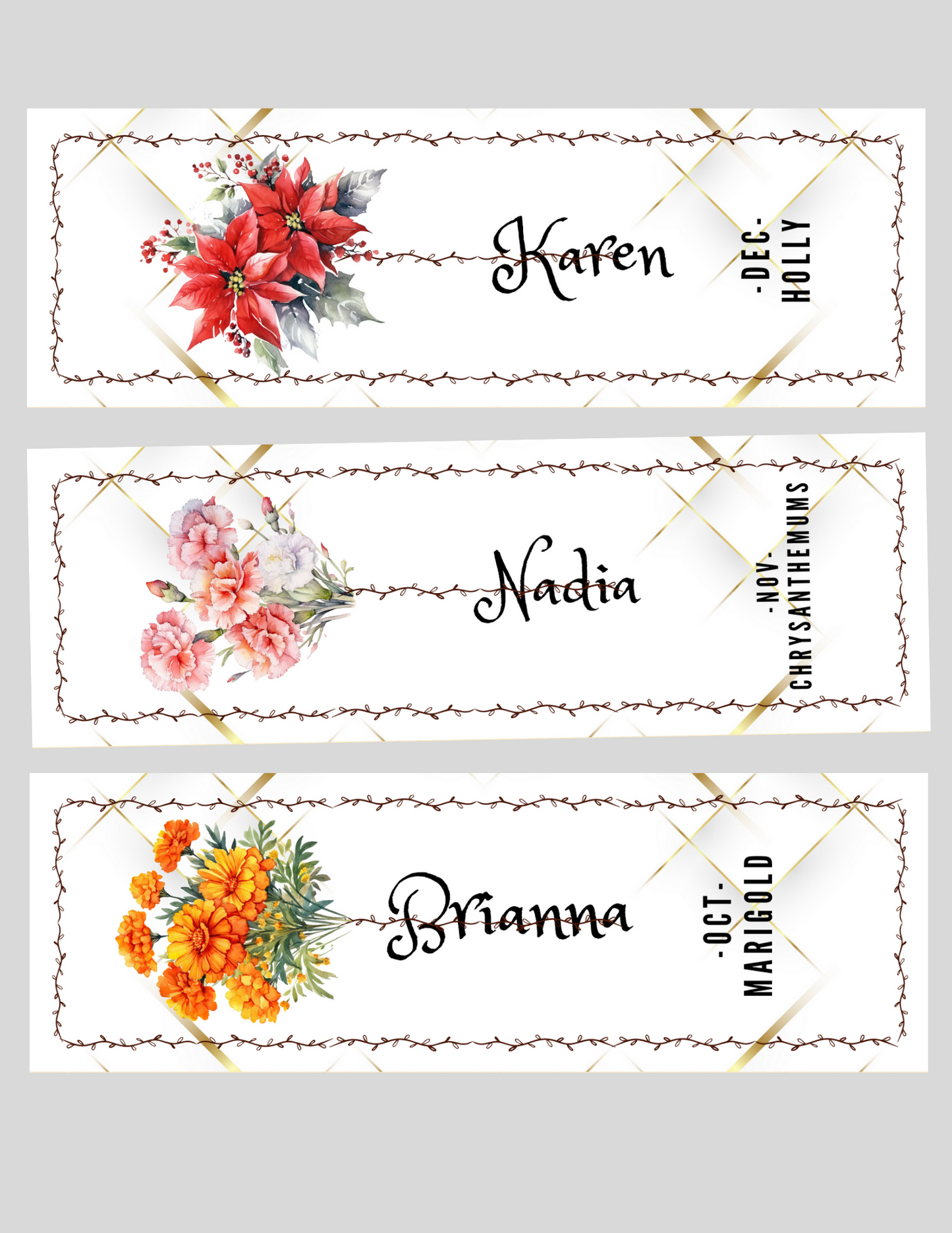 Personalized Birthday Flower Bookmark