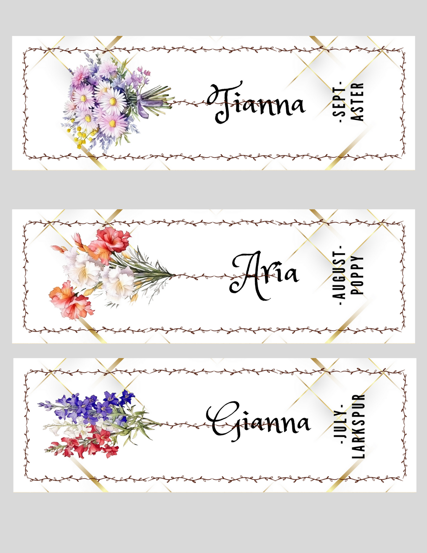 Personalized Birthday Flower Bookmark