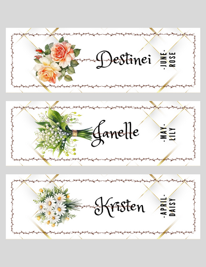 Personalized Birthday Flower Bookmark