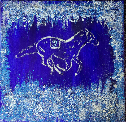 Inspired by Secretariat Acrylic Crushed Glass Horse Art Work Active