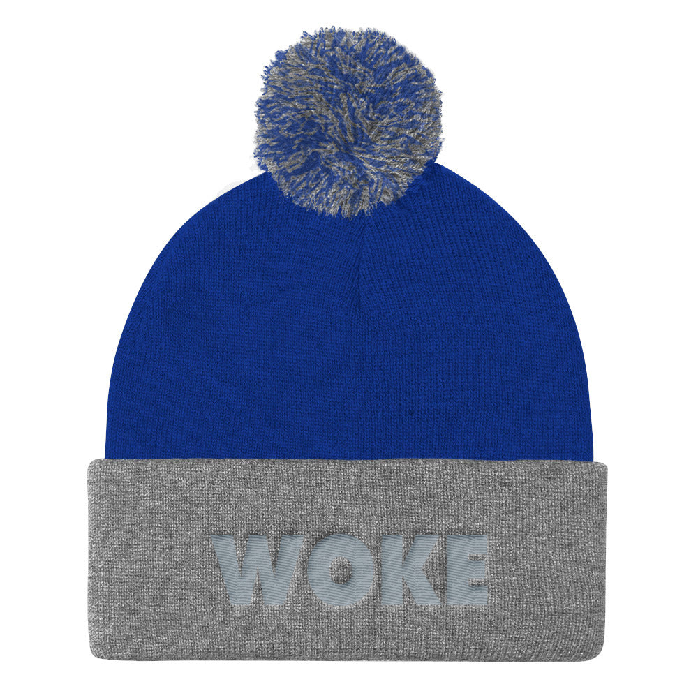 WOKE Print Pom Pom Knit Cap - Warm Hat - Winter Accessories Online